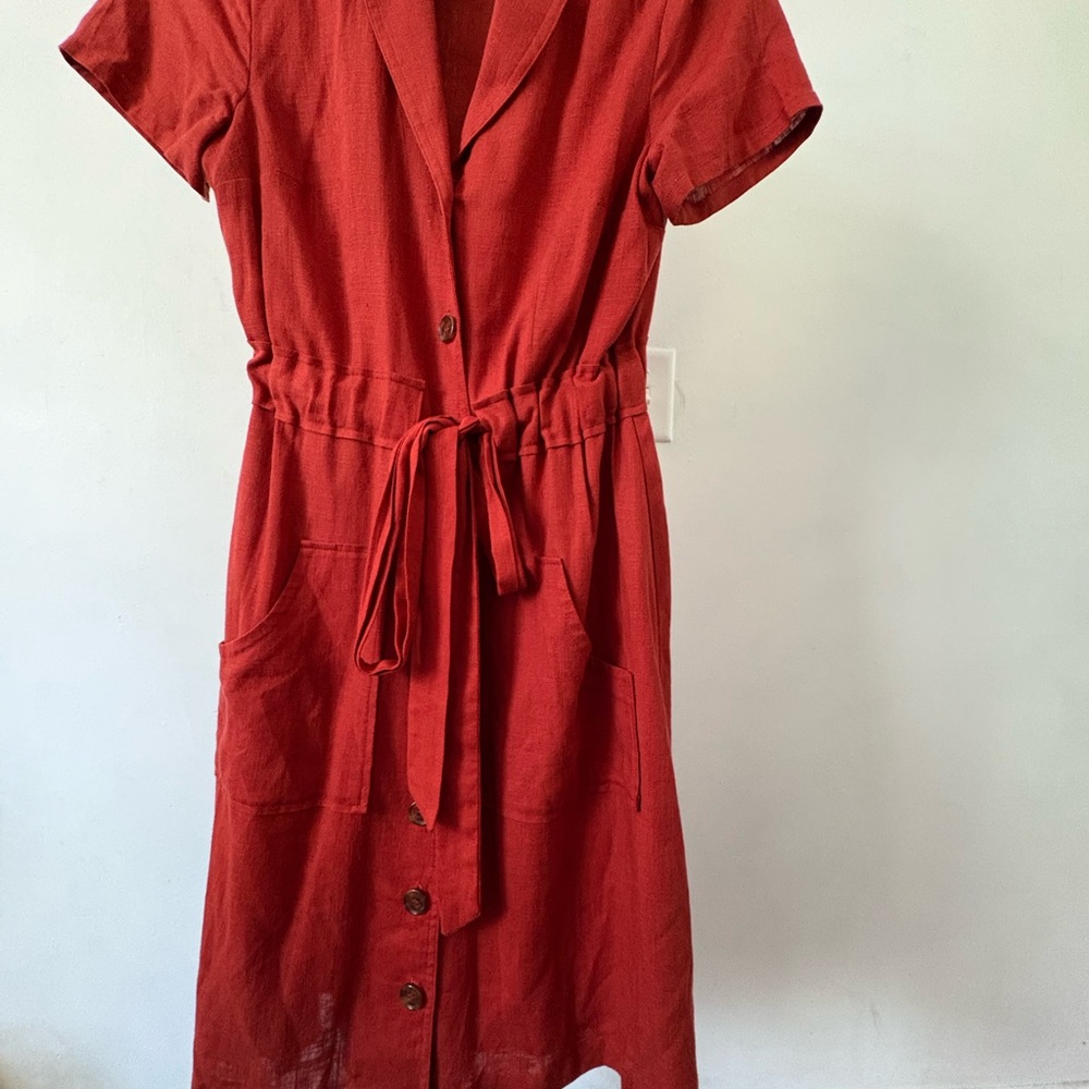 Modcloth Burnt Orange Midi Dress with Pockets